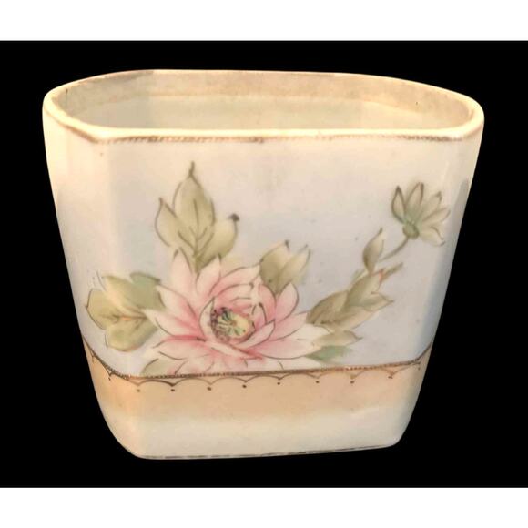 Antique Nippon Hand Painted Floral Vase – Lotus Flowers, Gold Gilt, Pre-1921 EUC - Picture 2 of 5